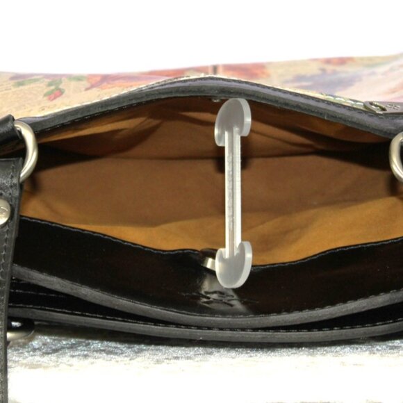 Patricia Nash Floral Print Leather Trim Tote Bag Black Tan Zip Top NWOT - Picture 6 of 13